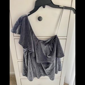 Ten Sixy Sherman one shoulder velvet top